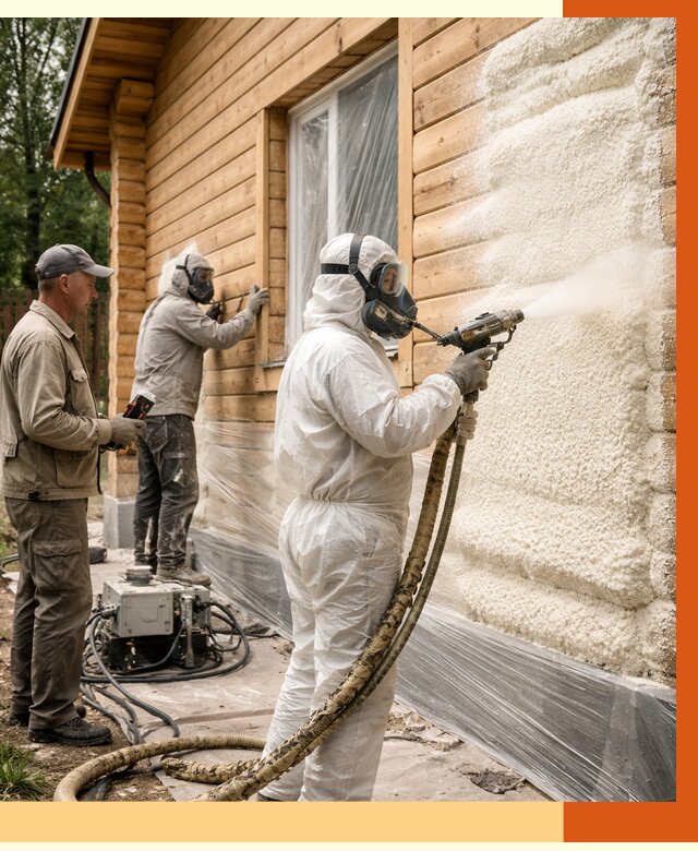 Утепление дома из бруса ППУ в Кушве от 3952 руб/м2 под ключ | ТепломастерКшв