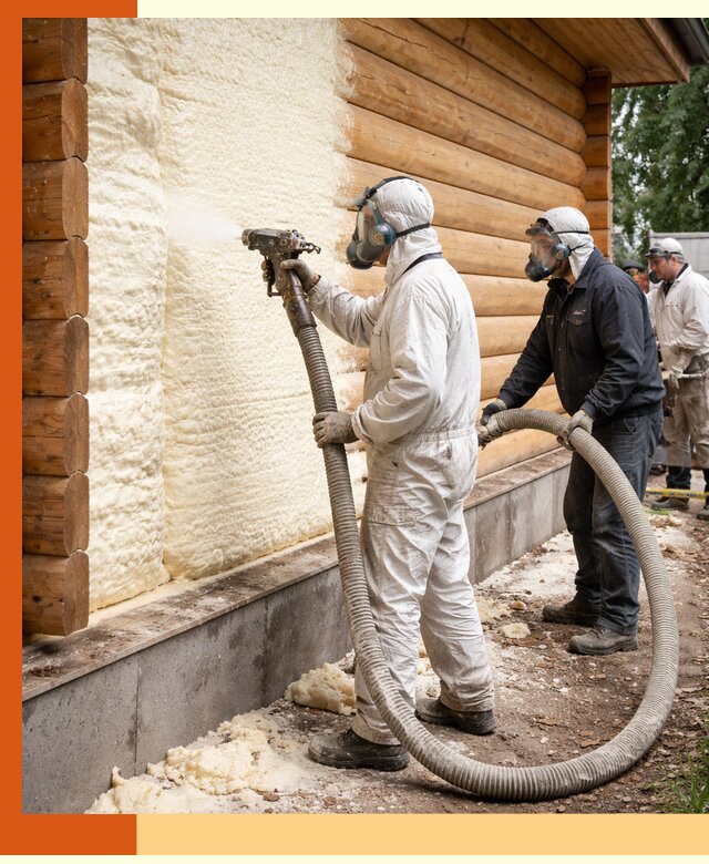 Утепление дома из бруса пенополиуретаном в Кушве