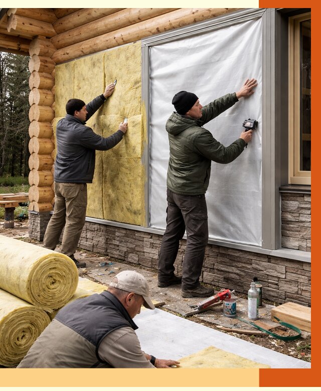 Утепление бревенчатого дома в Кушве от 7853 руб/м2 — заказать под ключ | ТепломастерКшв