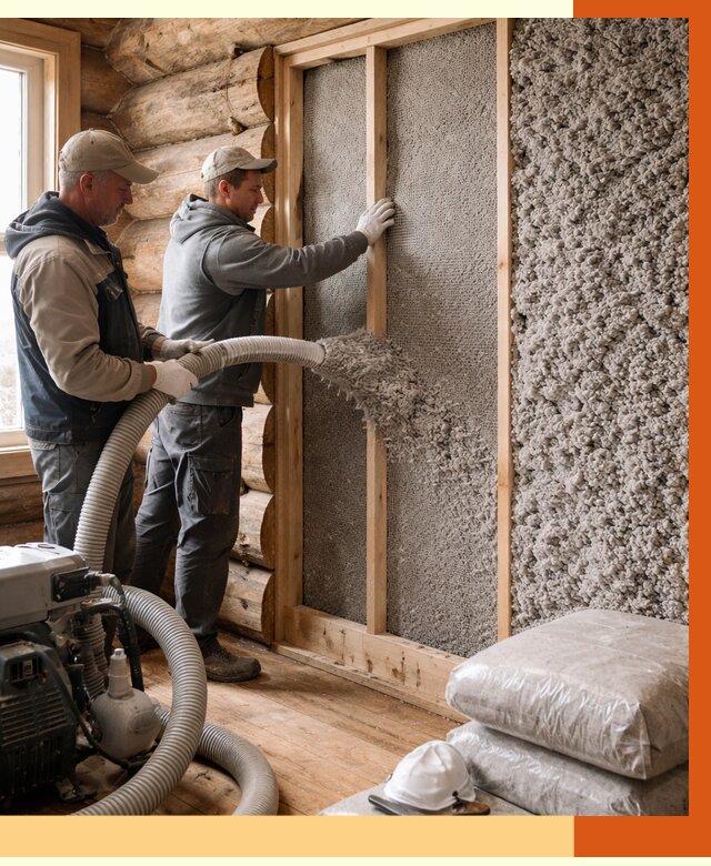 Утепление бревенчатого дома эковатой в Кушве от 2823 руб. | ТепломастерКшв