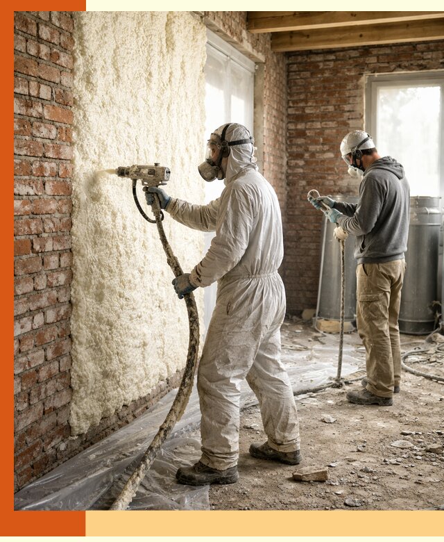 Утепление кирпичного дома пенополиуретаном в Кушве