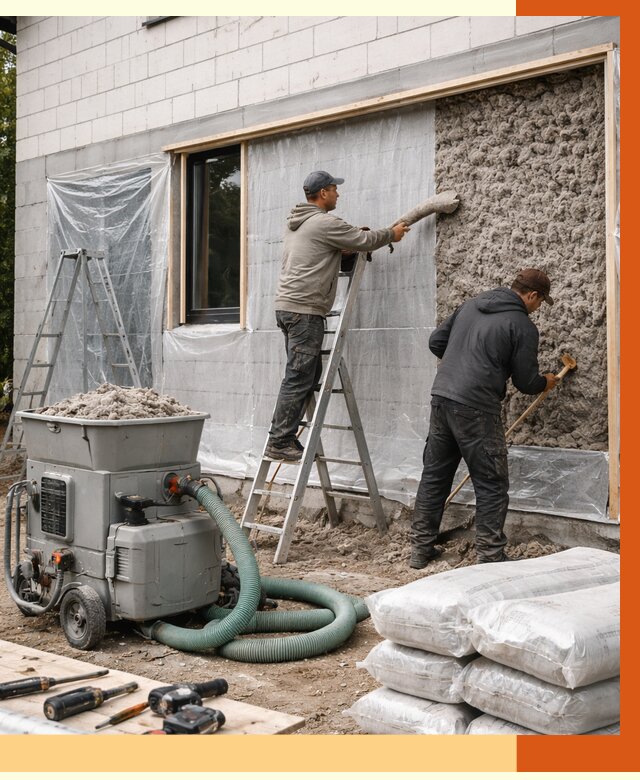 Утепление дома из газобетона эковатой в Кушве от 4619 руб./м2 | ТепломастерКшв