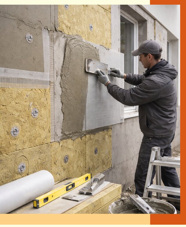 Утепление фасада под штукатурку в Кушве от 4311 руб/м2 — монтаж пенопластом и минватой | ТепломастерКшв