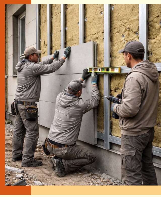 Утепление вентилируемого фасада под ключ в Кушве