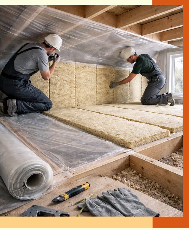 Утепление перекрытий в Кушве от 2926 руб/м2 — утепление межэтажных и чердачных | ТепломастерКшв