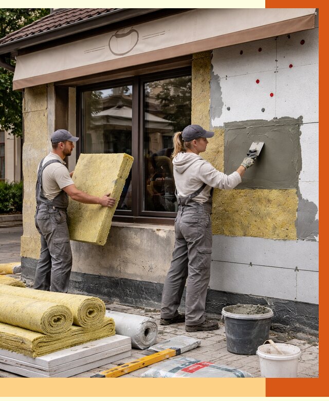 Утепление кафе в Кушве от 4311 руб/м2 — комплексно под ключ | ТепломастерКшв