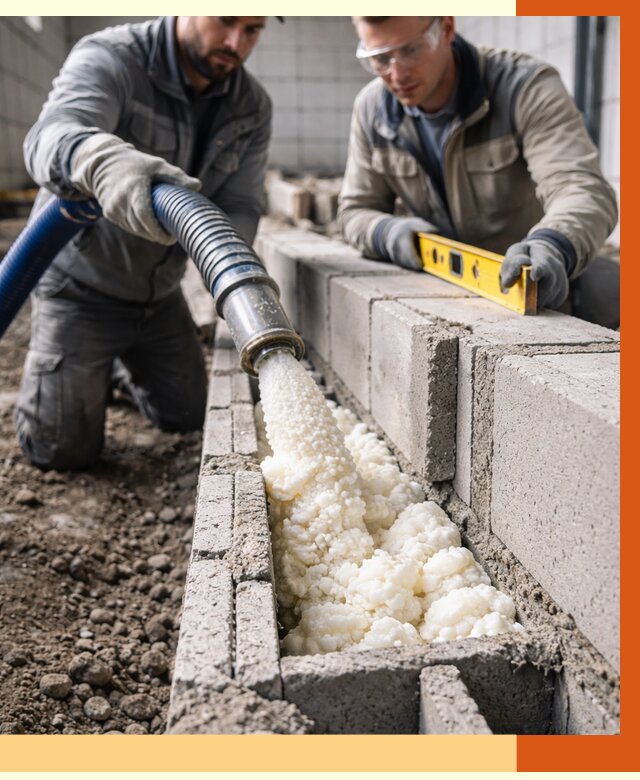 Заполнение колодцевой кладки ППУ в Кушве от 4311 руб. за м2 | ТепломастерКшв