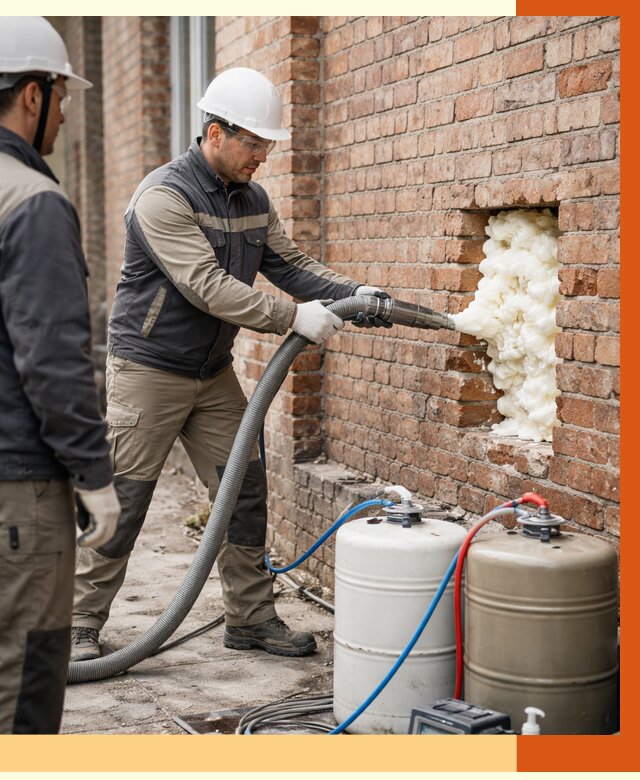 Заливка ППУ в пустоты кирпичной стены в Кушве от 2823 руб. | ТепломастерКшв