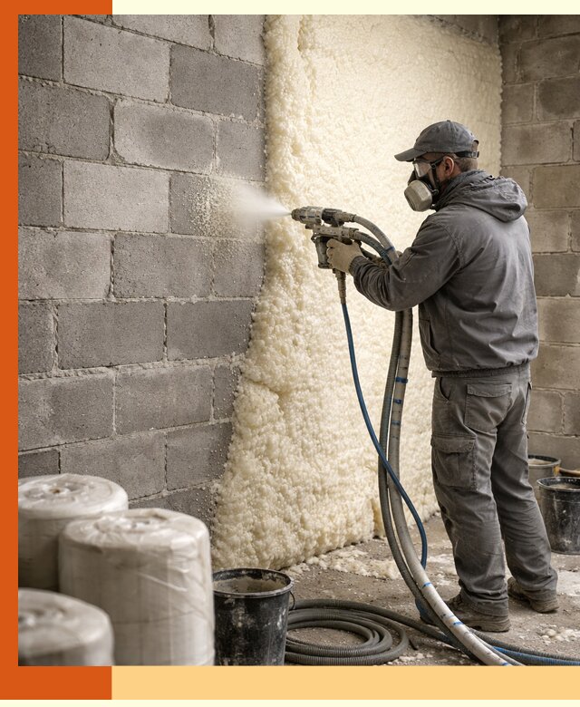 Утепление блочной стены ППУ в Кушве качественно и надёжно