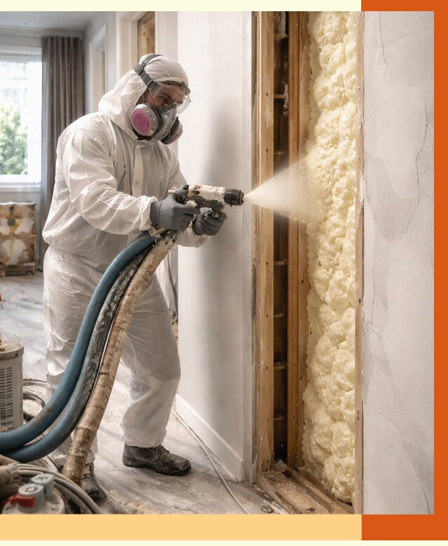 Межстеновое утепление ППУ в Кушве от 2823 руб/м2 — межстенное утепление под ключ | ТепломастерКшв