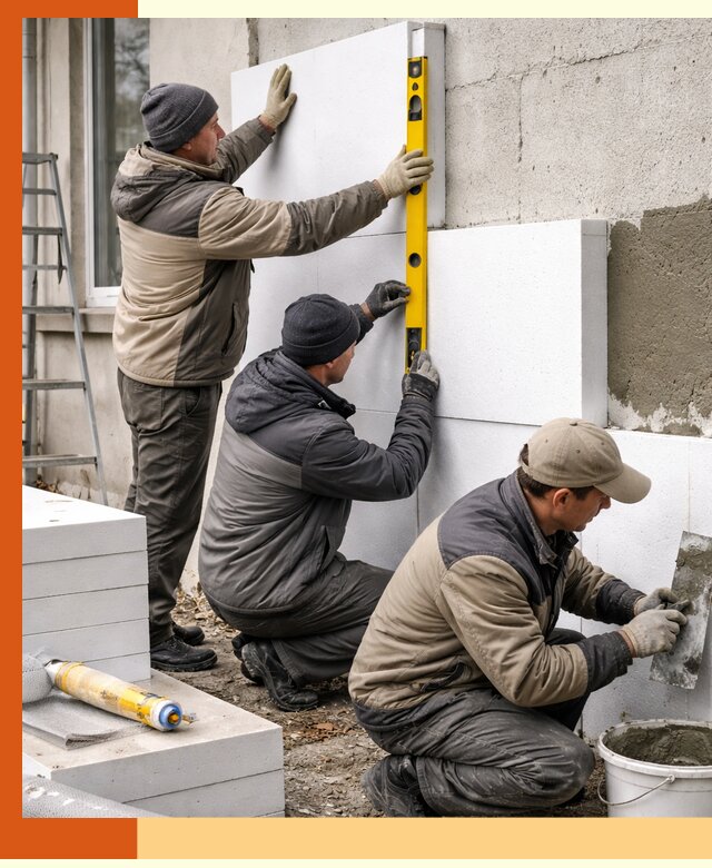 Утепление пенопластом наружных стен и фасадов в Кушве