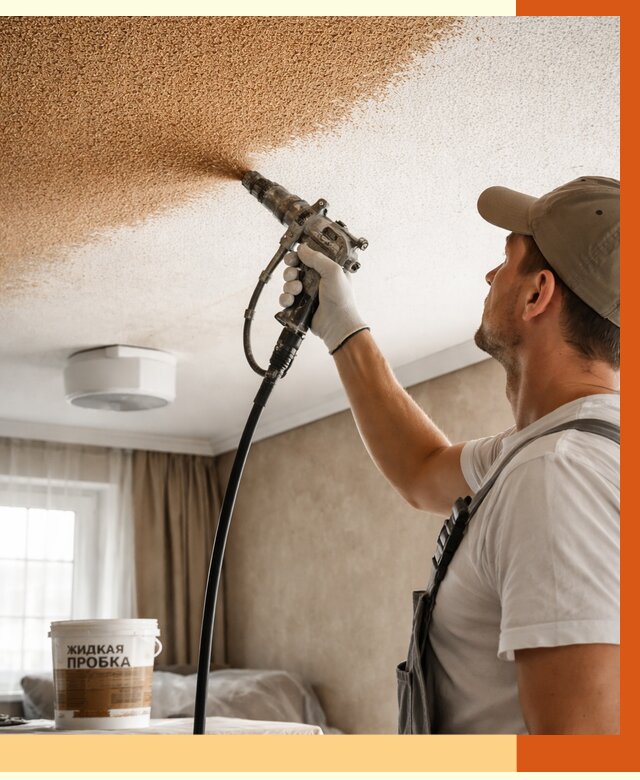 Утепление потолка жидкой пробкой в Кушве от 3593 руб. | ТепломастерКшв