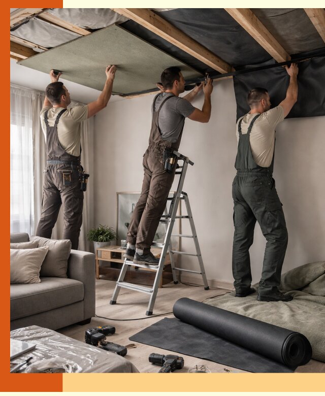 Шумоизоляция потолка в Кушве — профессиональное устранение шумов