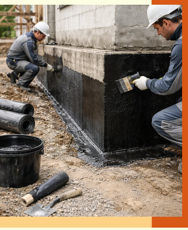 Гидроизоляция фундамента в Кушве от 1283 руб. — профессионально, под ключ | ТепломастерКшв