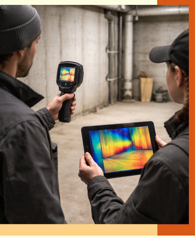 Тепловизионное обследование подвала в Кушве от 4619 руб. — проверка гидроизоляции | ТепломастерКшв