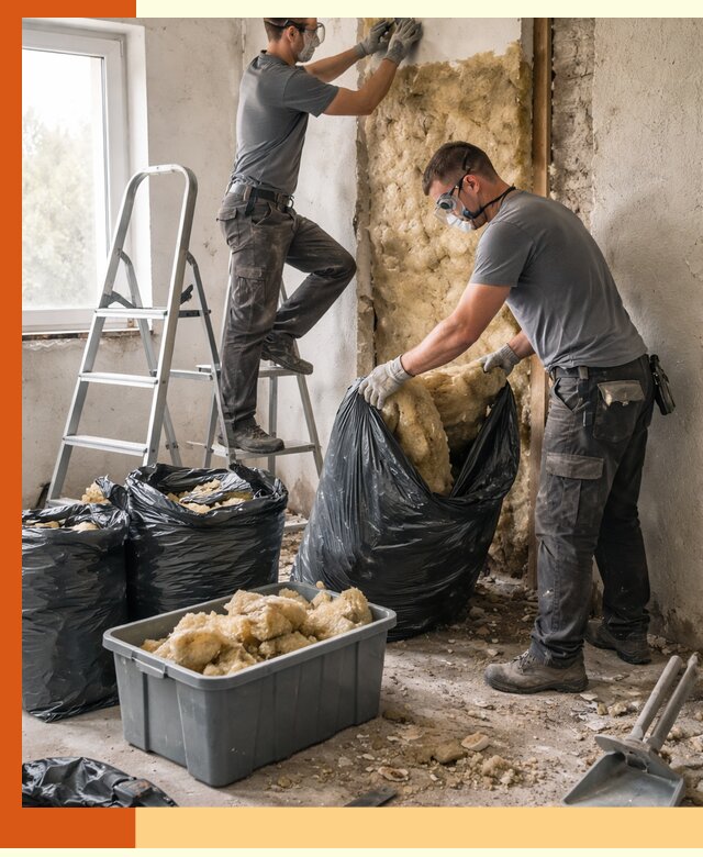 Демонтаж старого утеплителя и вывоз отходов в Кушве