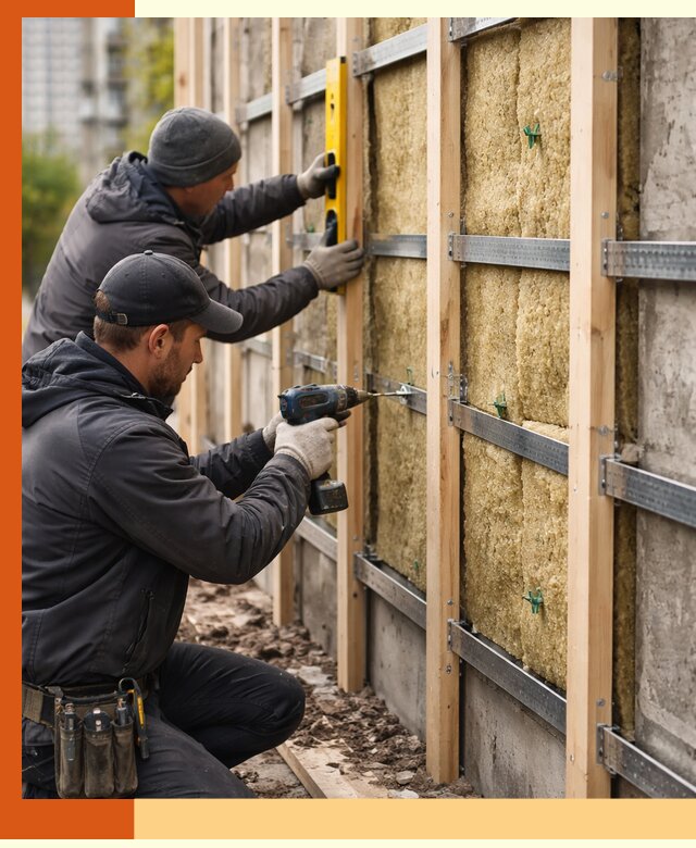 Монтаж обрешетки под утепление зданий и квартир в Кушве